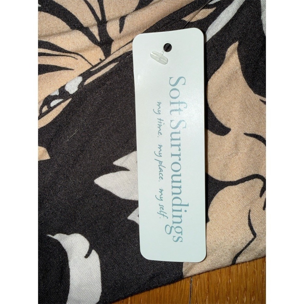 Soft Surroundings Sedona Maxi Dress Womens XL Black Tan Ivory Floral old money - Picture 6 of 7